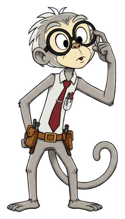 Nan, a surprised langur monkey, official Monkeys on Patrol artwork