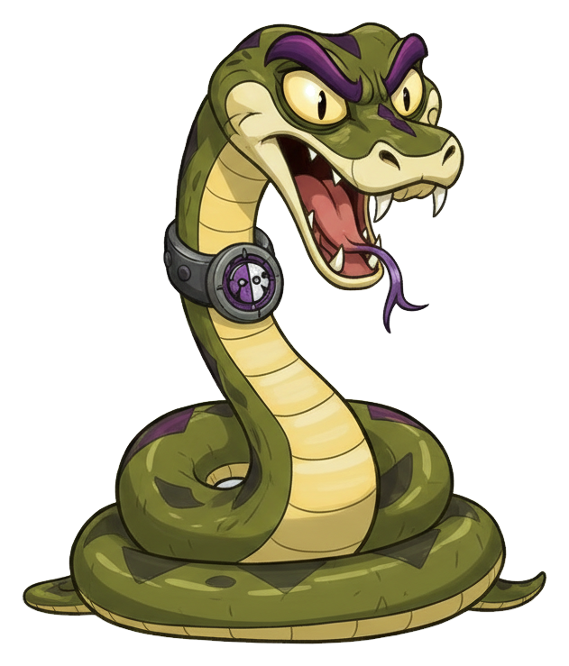 Slink, a snake stealth operative, official Monkeys on Patrol artwork